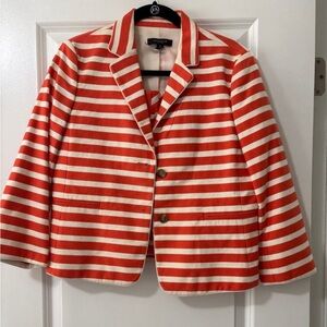 Ann Taylor Orange and White Striped short suit set